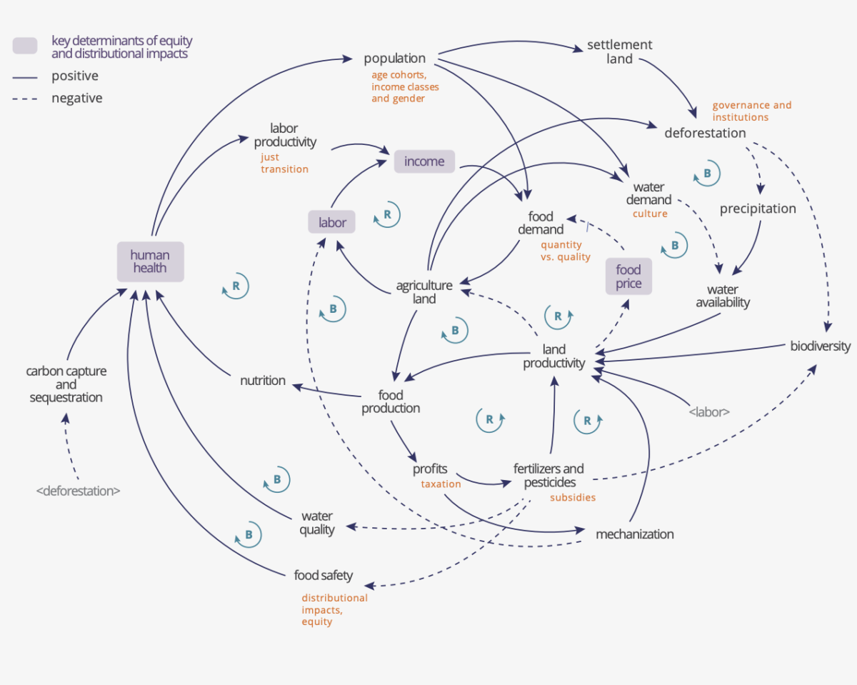 Illustrative Causal Loop Diagram of a generic eco-agri-food system